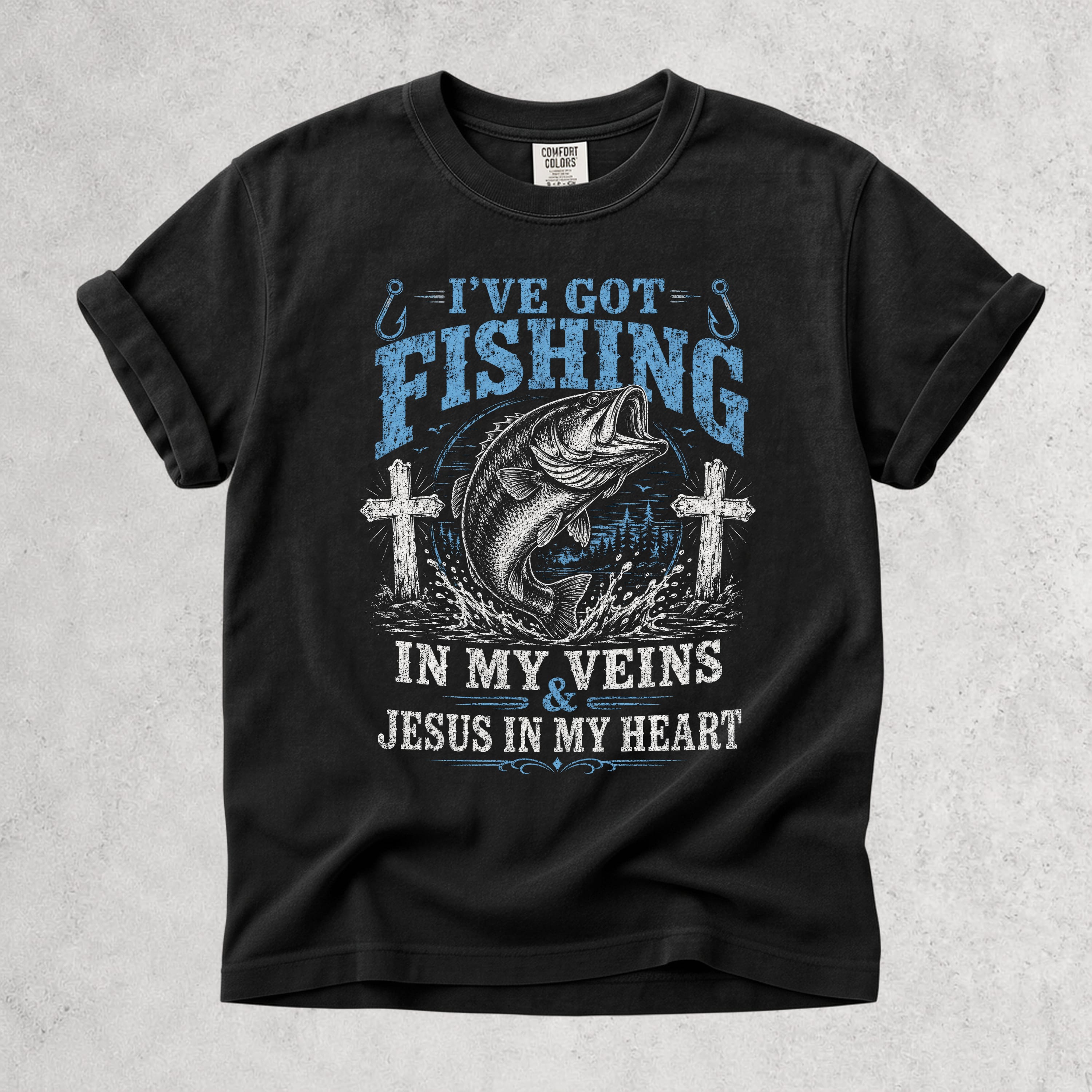 Printify T-Shirt I’ve Got Fishing in My Veins & Jesus in My Heart