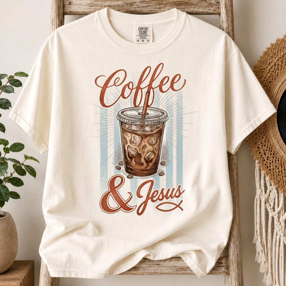 Printify T-Shirt Ivory / S coffee and jesus coffee lover faith (1) T-Shirt