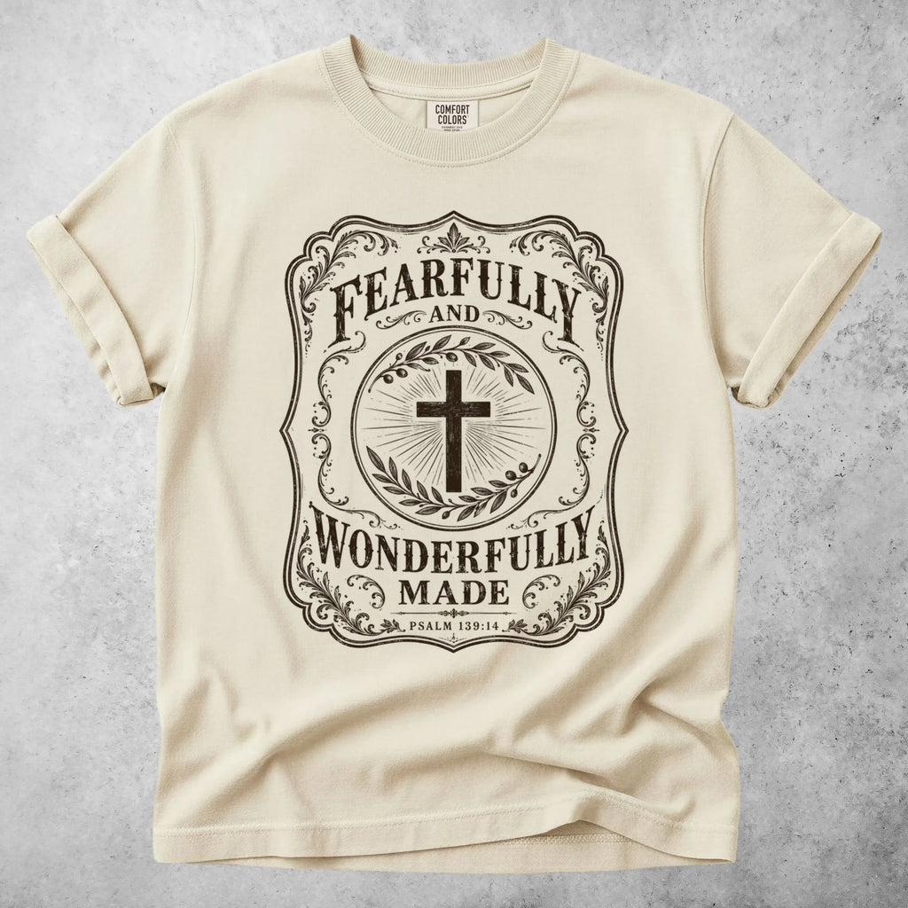 Printify T-Shirt Ivory / S Fearfully and Wonderfully Made – Psalm 139:14 T-Shirt