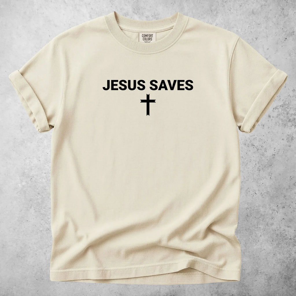 Printify T-Shirt Ivory / S JESUS SAVES T-Shirt