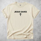Printify T-Shirt Ivory / S JESUS SAVES T-Shirt