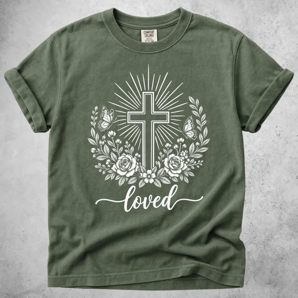 Printify T-Shirt Moss / M Loved Christian T-Shirt