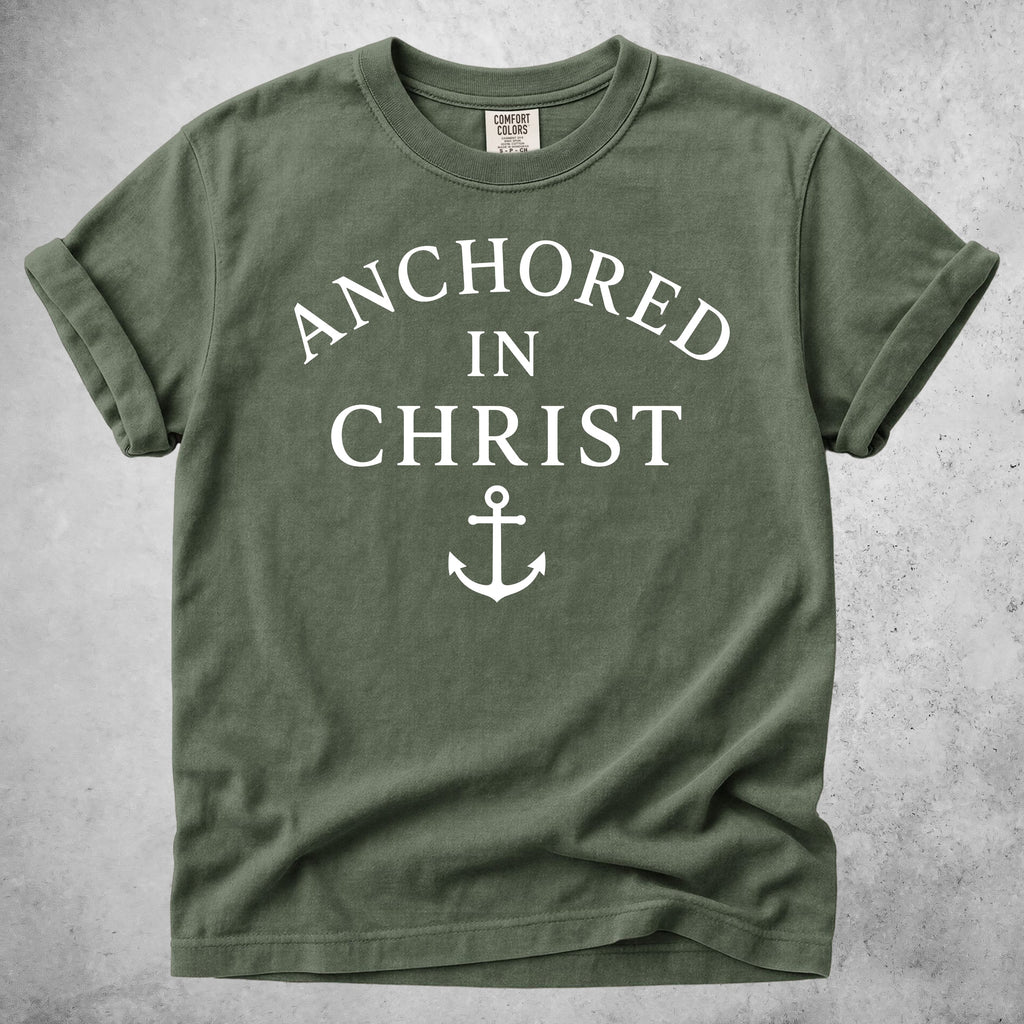 Printify T-Shirt Moss / S Anchored in Christ