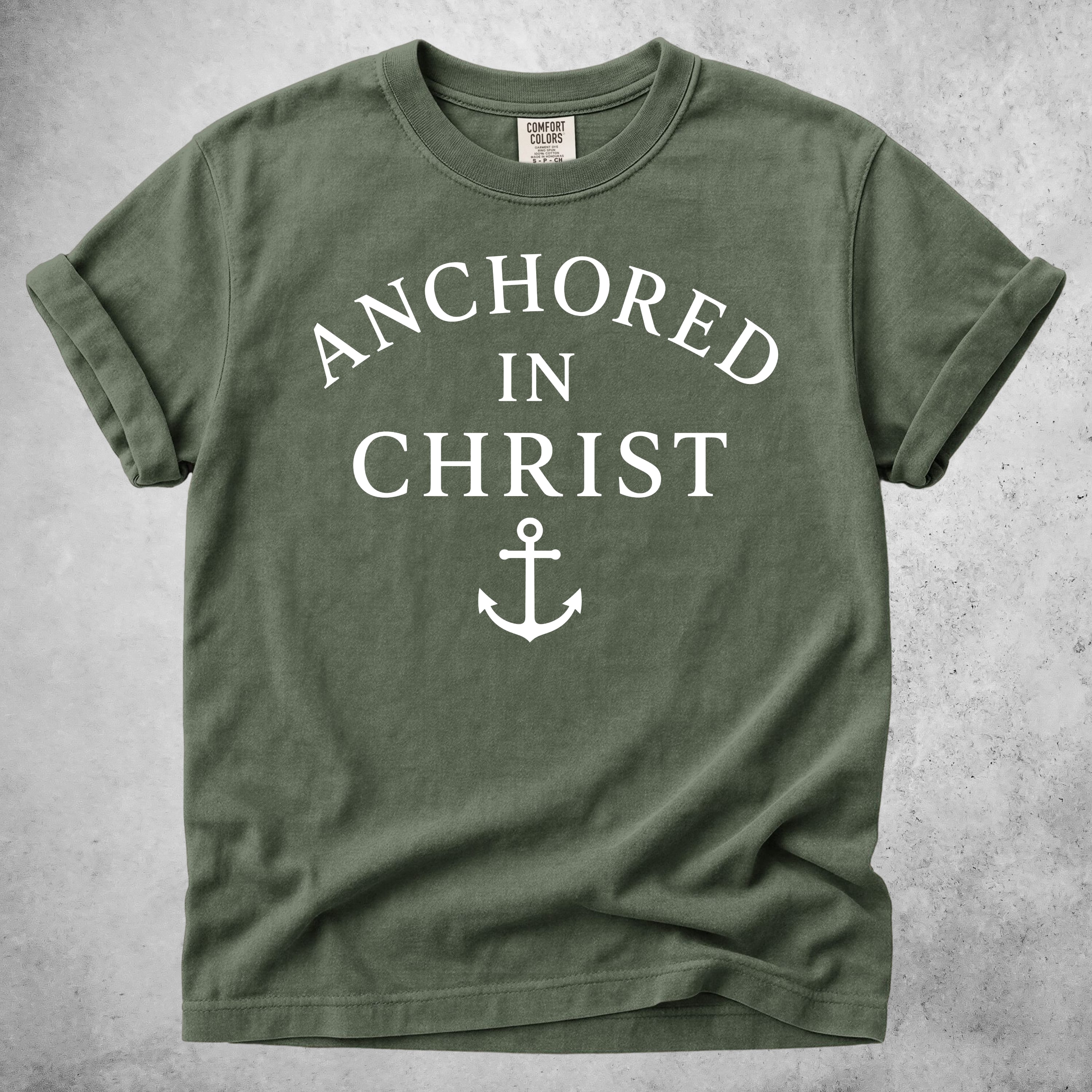 Printify T-Shirt Moss / S Anchored in Christ