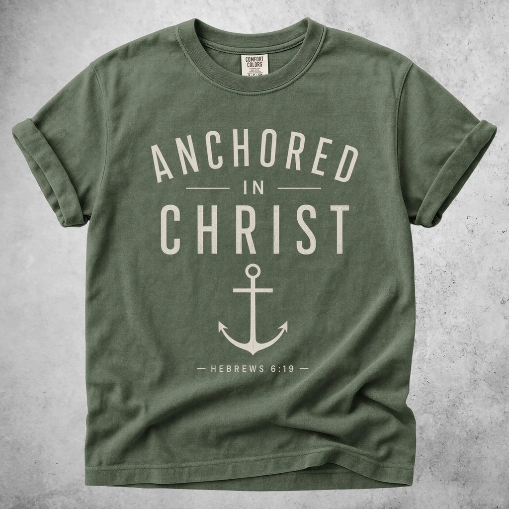 Printify T-Shirt Moss / S ANCHORED IN CHRIST - T-Shirt