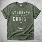 Printify T-Shirt Moss / S ANCHORED IN CHRIST - T-Shirt