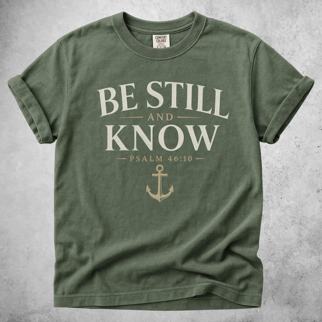Printify T-Shirt Moss / S BE STILL AND KNOW  - T-Shirt
