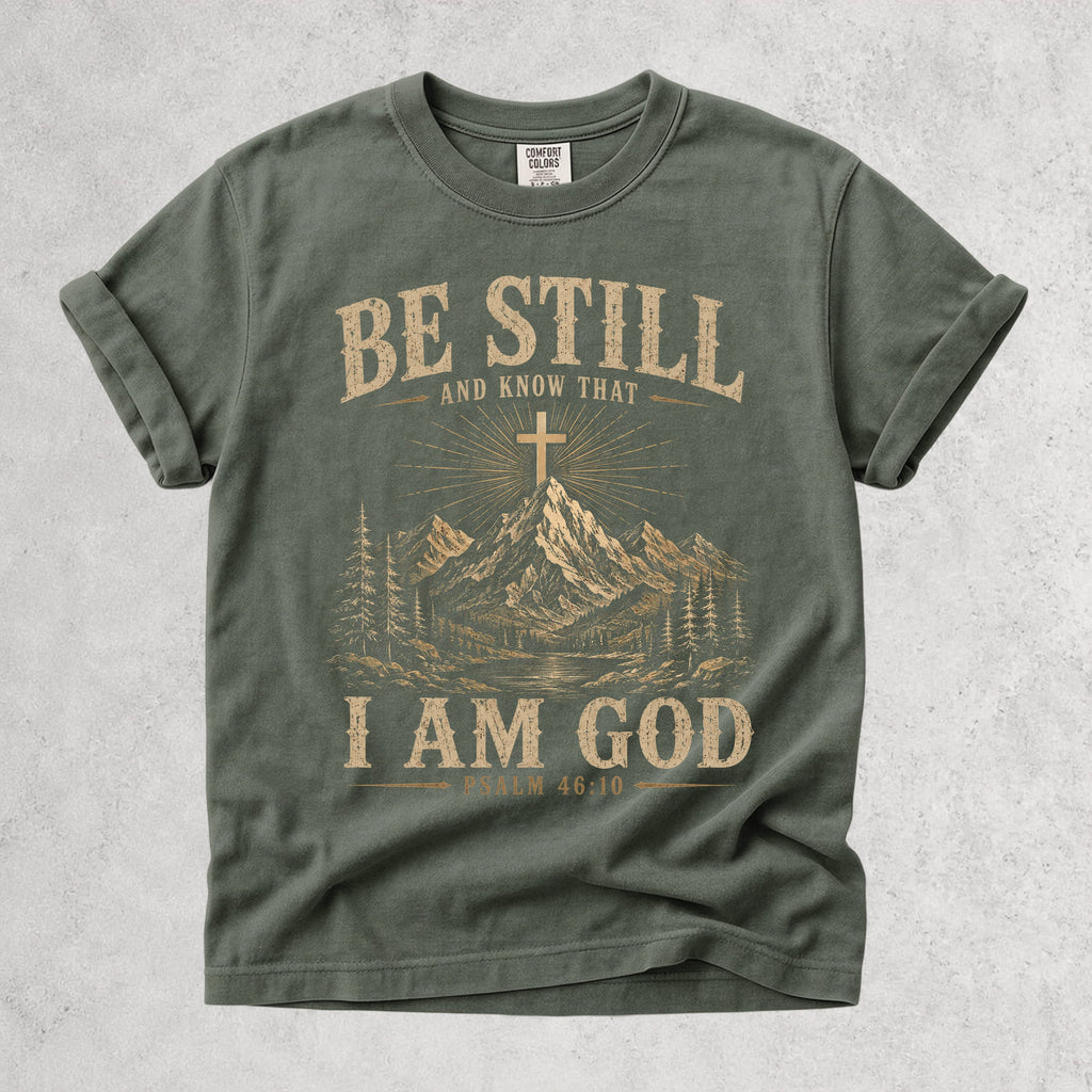 Printify T-Shirt Moss / S Be Still and Know That I Am God