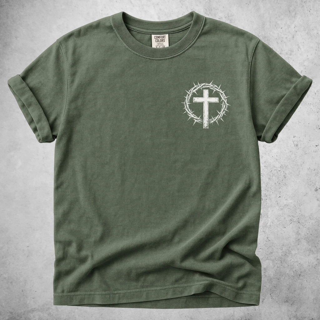 Printify T-Shirt Moss / S Crown Of Thorns Christian Cross