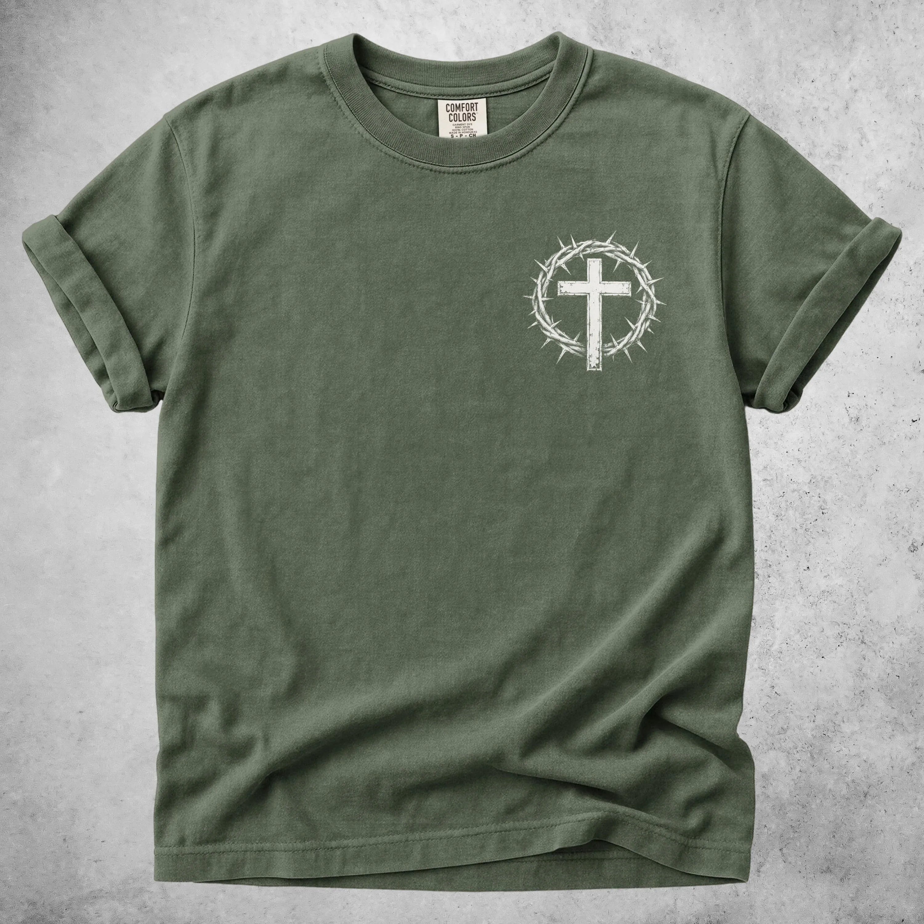 Printify T-Shirt Moss / S Crown Of Thorns Christian Cross