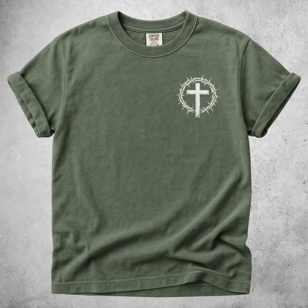 Printify T-Shirt Moss / S Crown of Thorns Cross Christian Faith T-Shirt