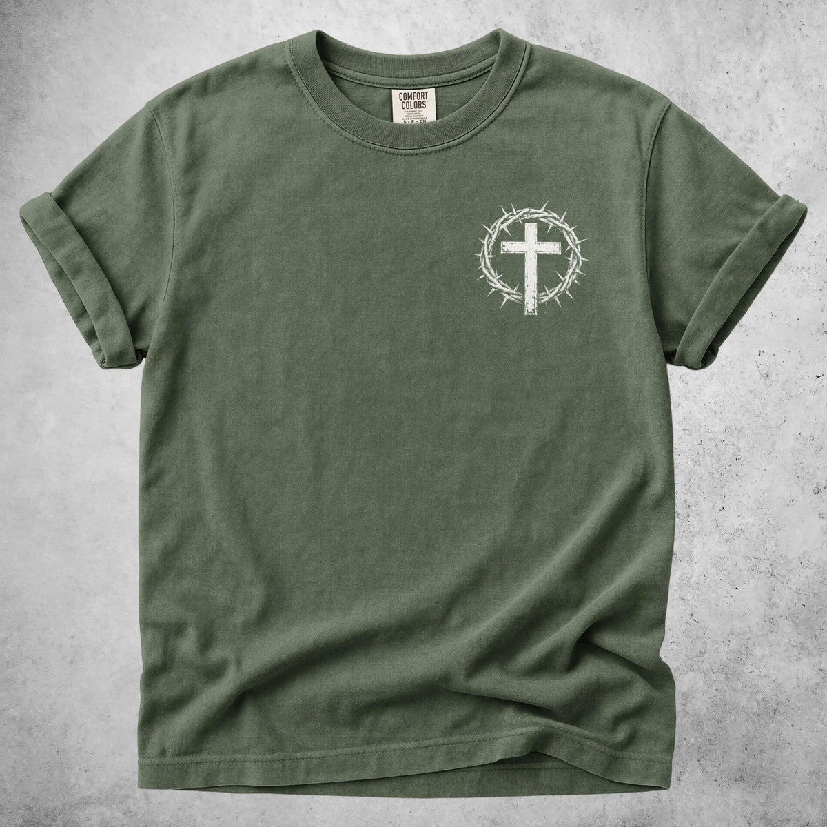 Printify T-Shirt Moss / S Crown of Thorns Cross Christian Faith T-Shirt
