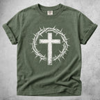 Printify T-Shirt Moss / S crown of thorns cross christian faith T-Shirt