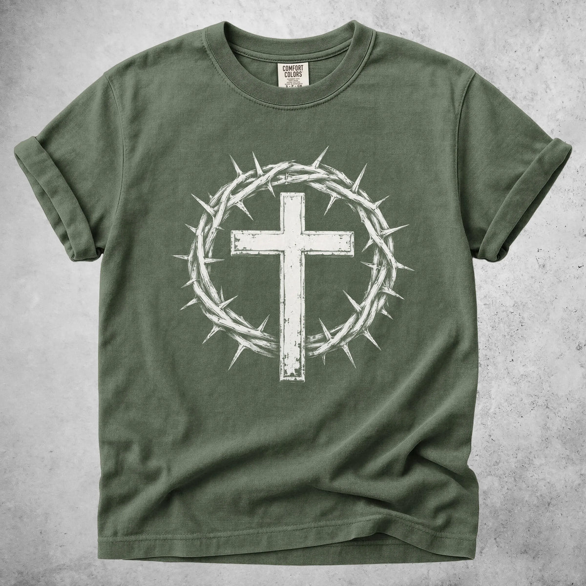 Printify T-Shirt Moss / S crown of thorns cross christian faith T-Shirt
