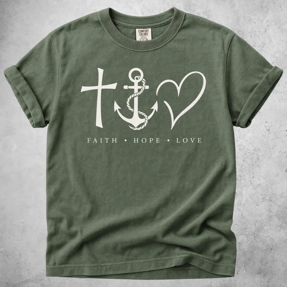 Printify T-Shirt Moss / S Faith Hope Love T-Shirt