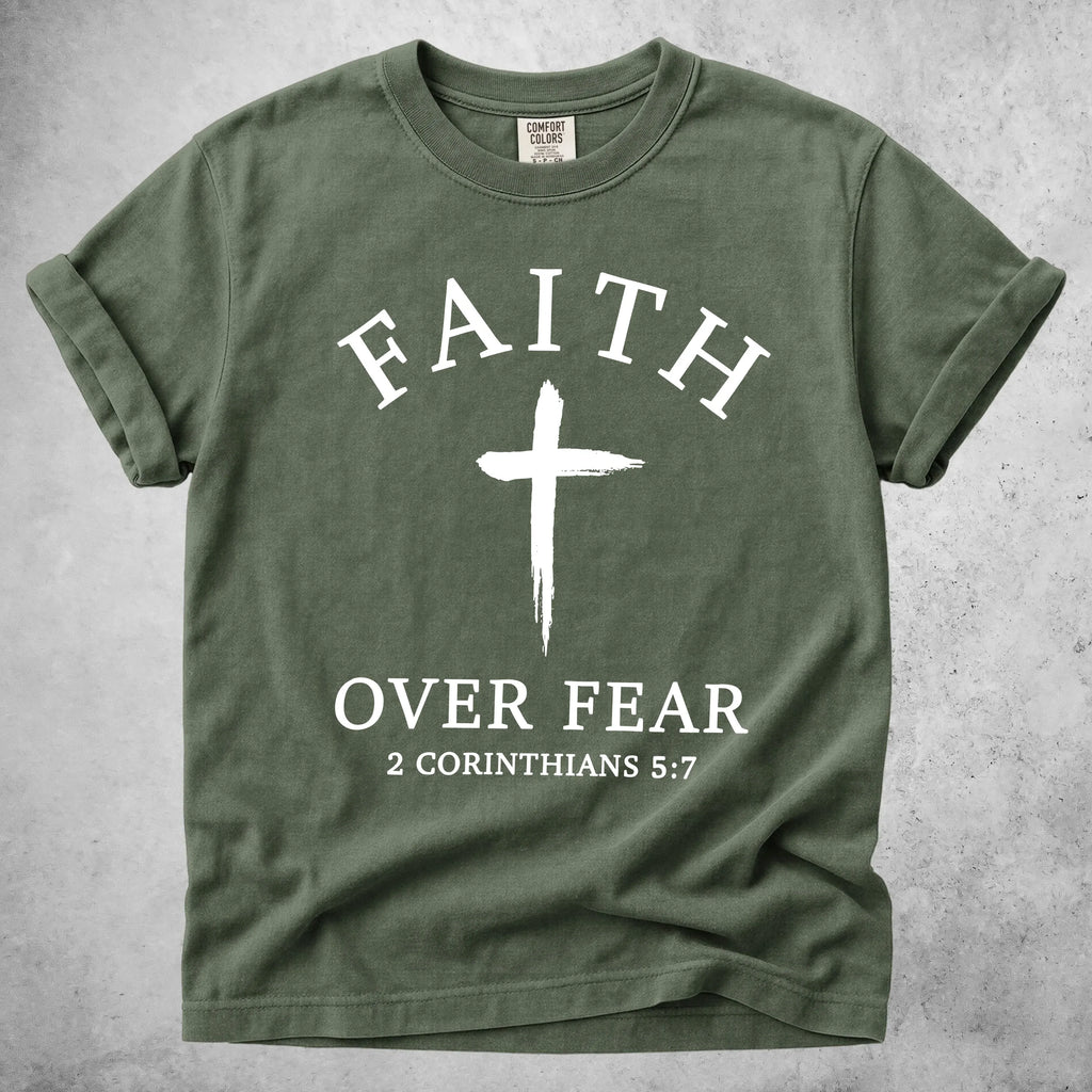 Printify T-Shirt Moss / S FAITH OVER FEAR - T-Shirt