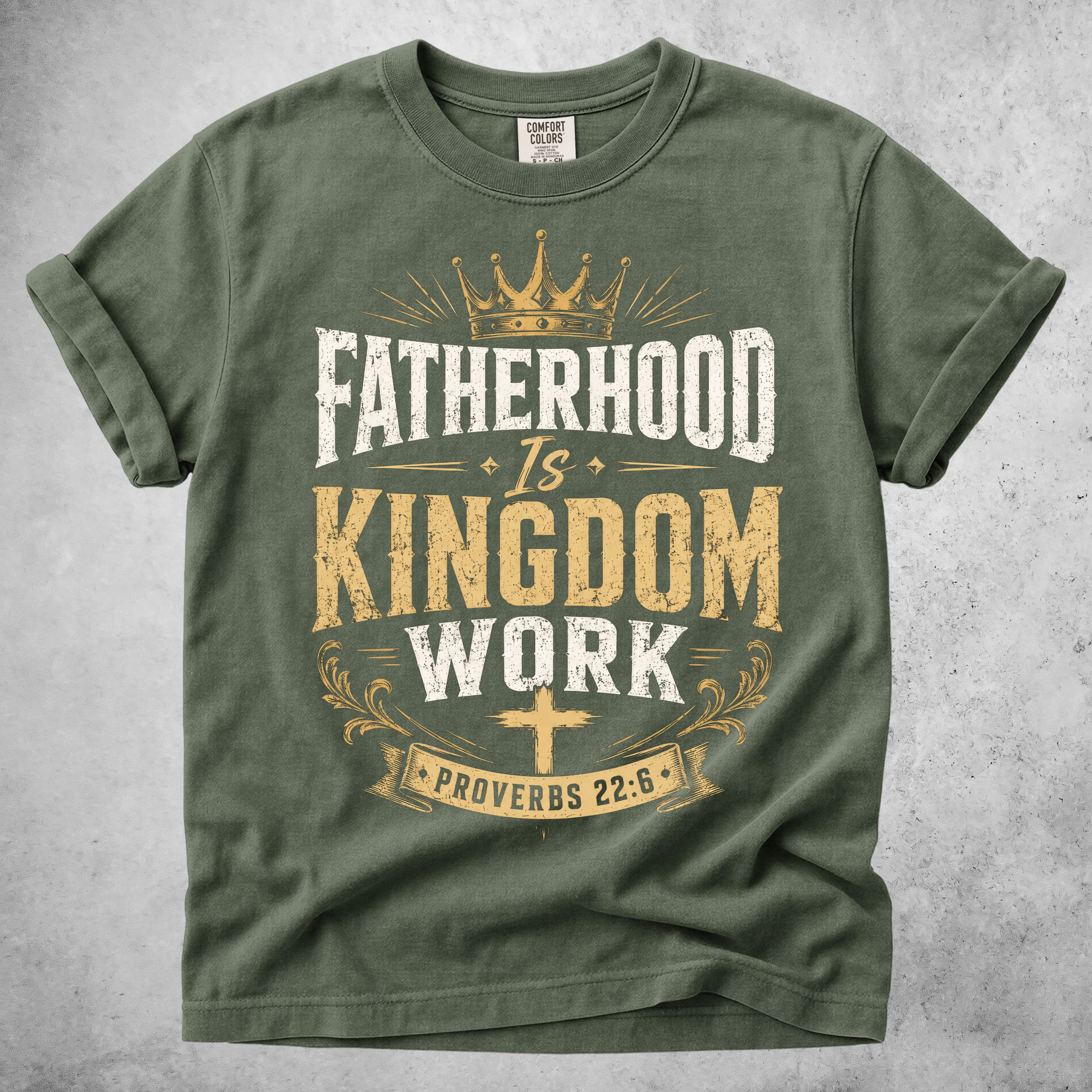 Printify T-Shirt Moss / S Fatherhood Is Kingdom Work