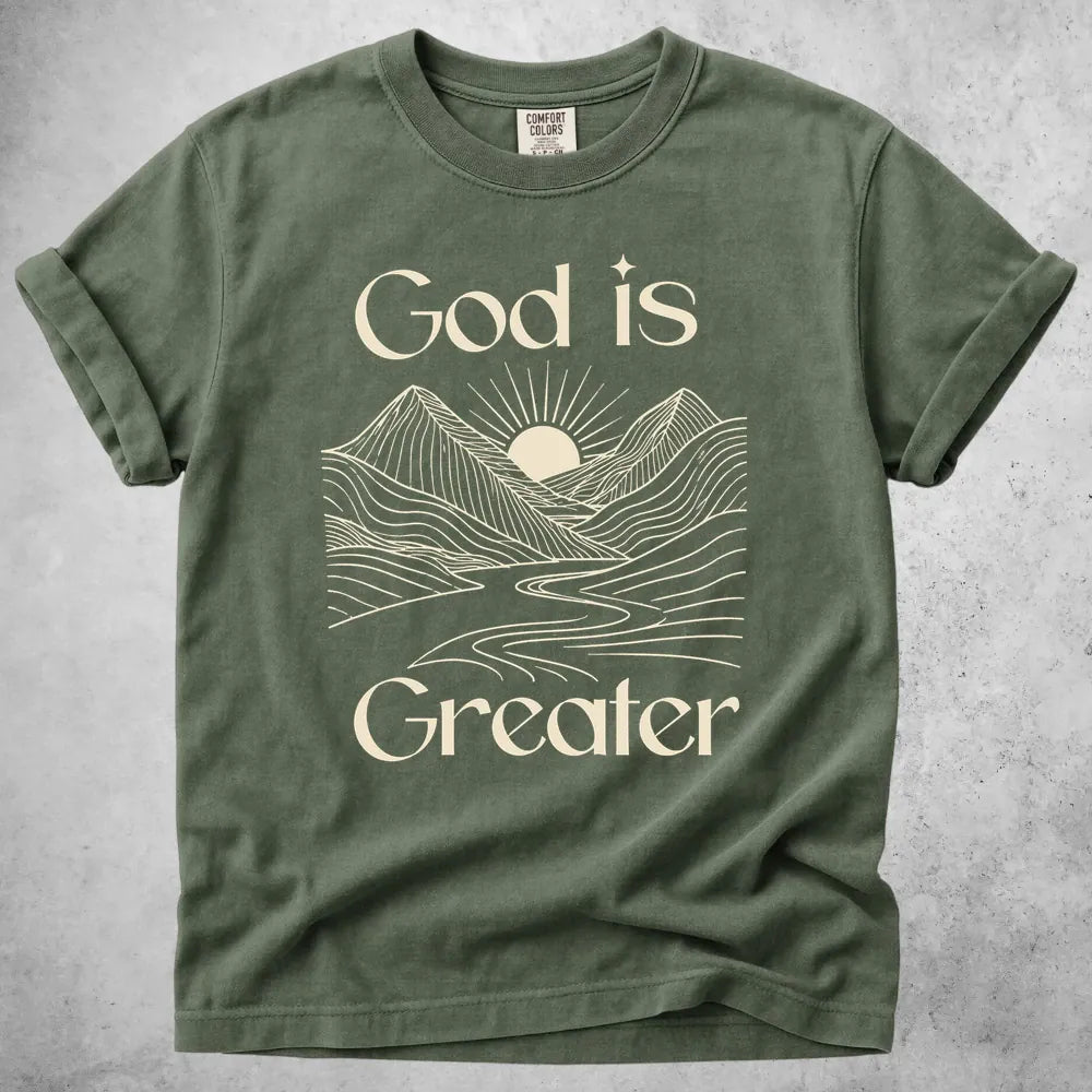 Printify T-Shirt Moss / S God Is Greater T-Shirt