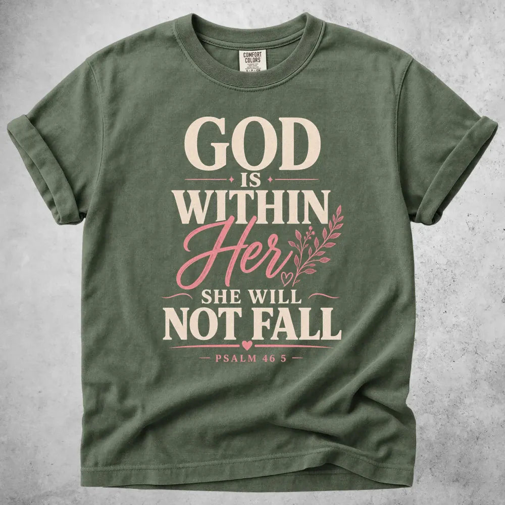 Printify T-Shirt Moss / S God Is Within Her T-Shirt