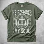 Printify T-Shirt Moss / S He Restores My Soul