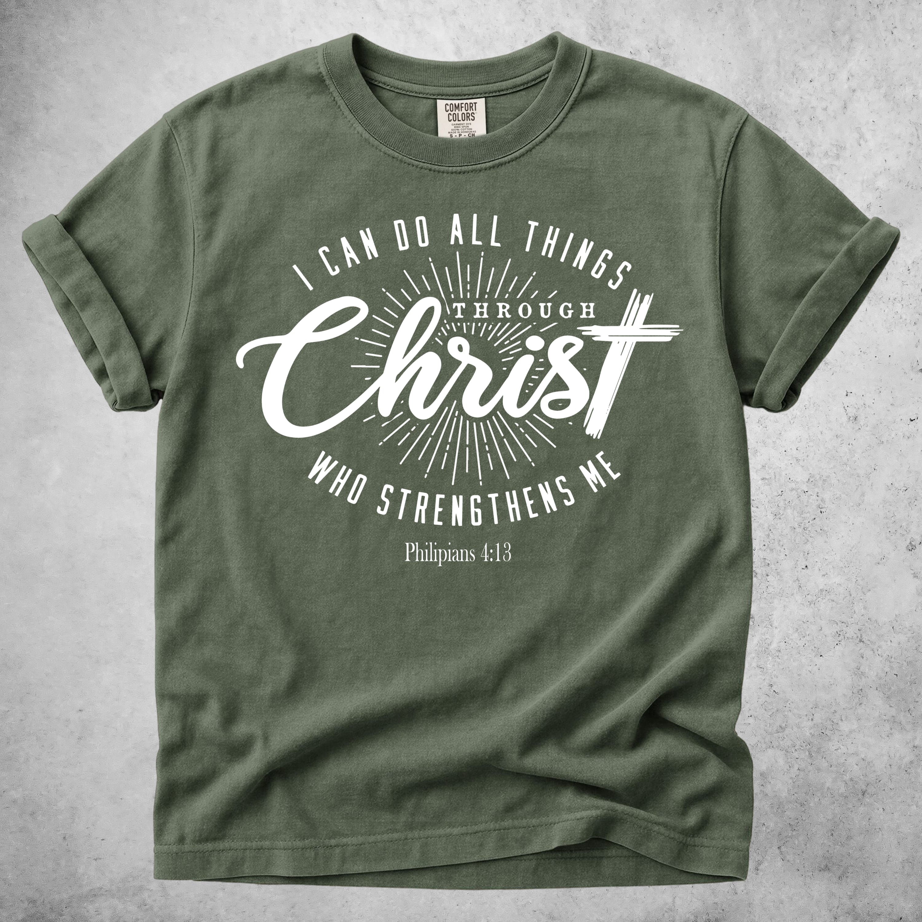 Printify T-Shirt Moss / S I Can Do All Things Through Christ
