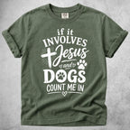 Printify T-Shirt Moss / S Jesus and Dogs T-Shirt