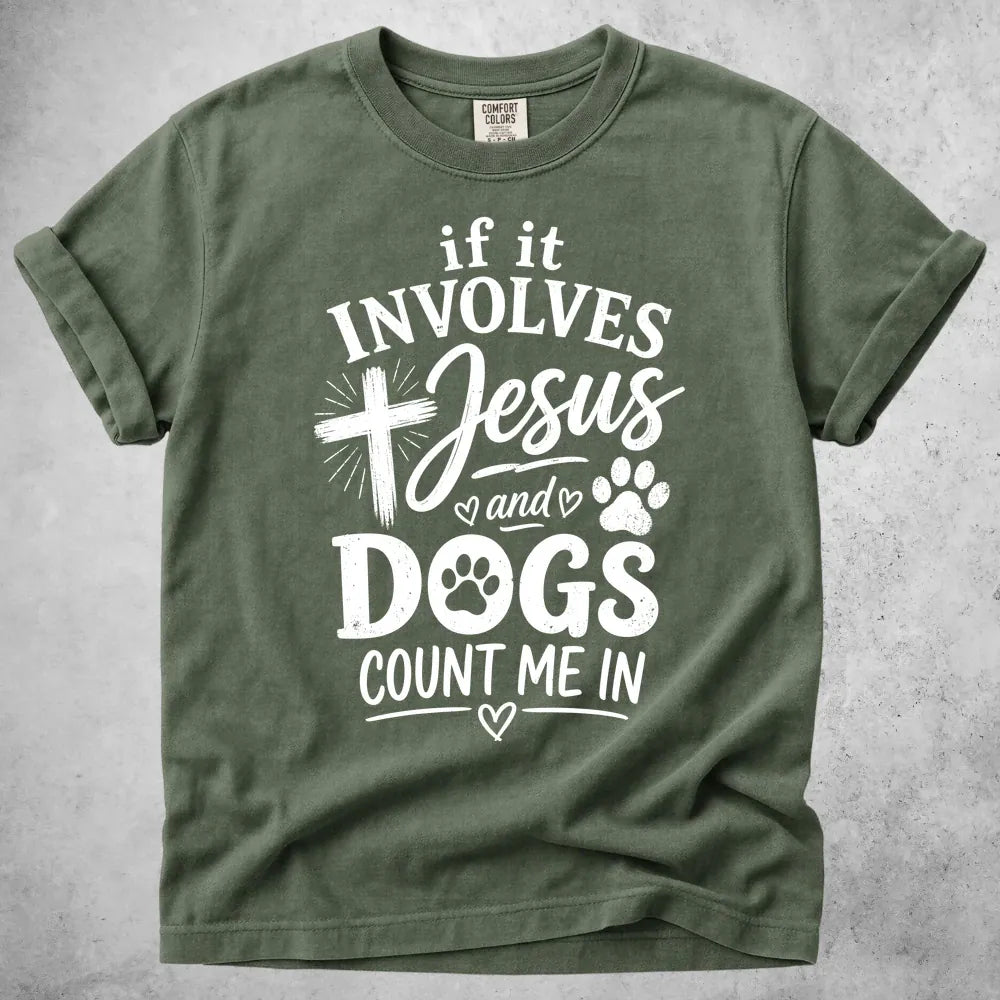 Printify T-Shirt Moss / S Jesus and Dogs T-Shirt