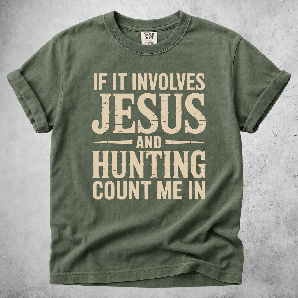 Printify T-Shirt Moss / S Jesus and Hunting T-Shirt