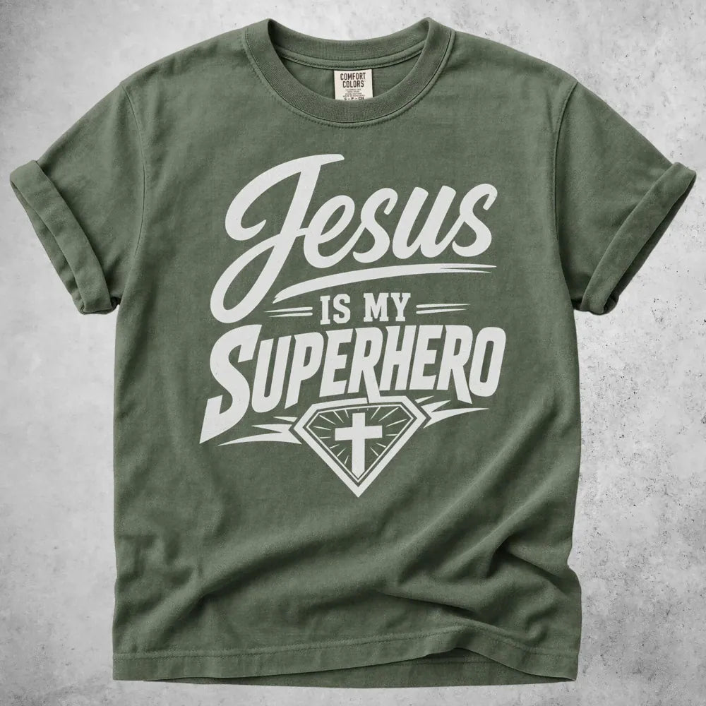 Printify T-Shirt Moss / S Jesus Is My Superhero T-Shirt