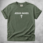 Printify T-Shirt Moss / S Jesus Saves- T-Shirt