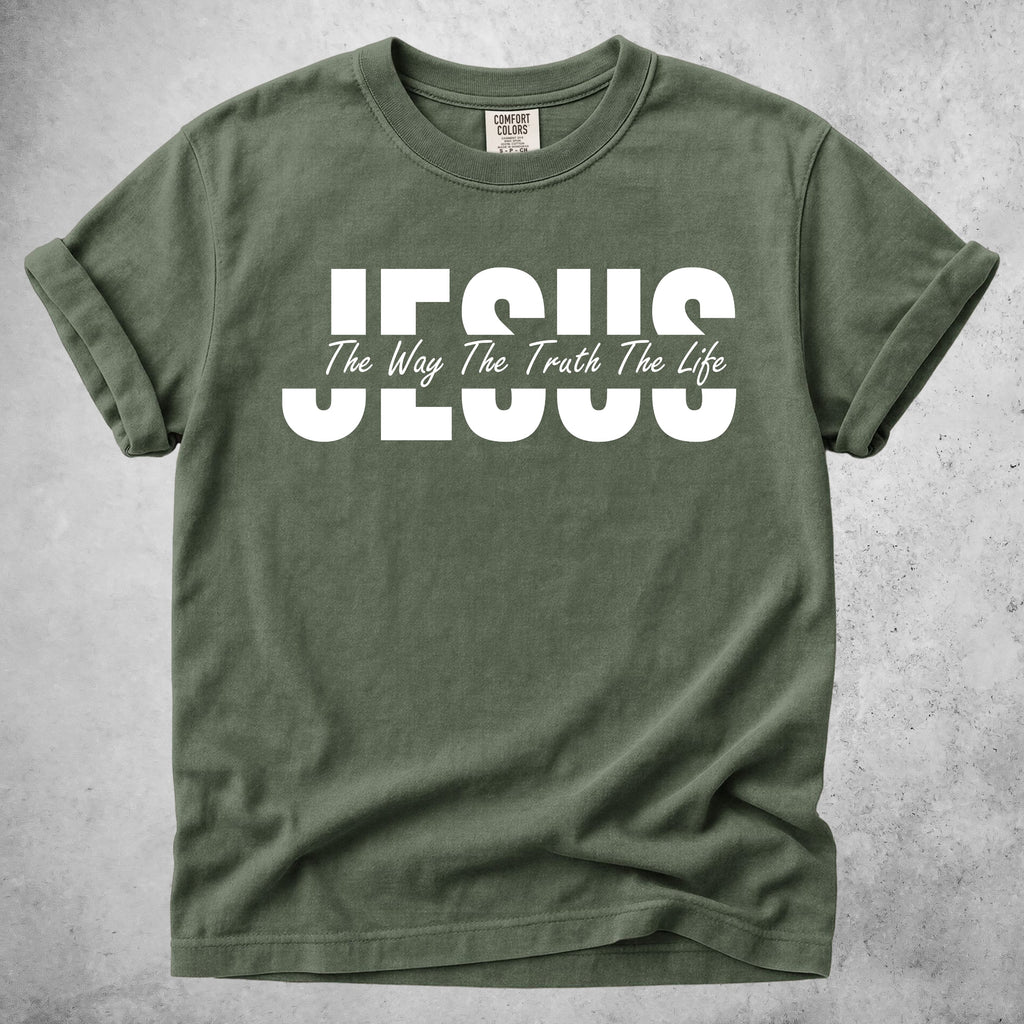 Printify T-Shirt Moss / S Jesus - The Way The Truth The Life