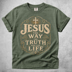 Printify T-Shirt Moss / S Jesus: The Way, The Truth, The Life