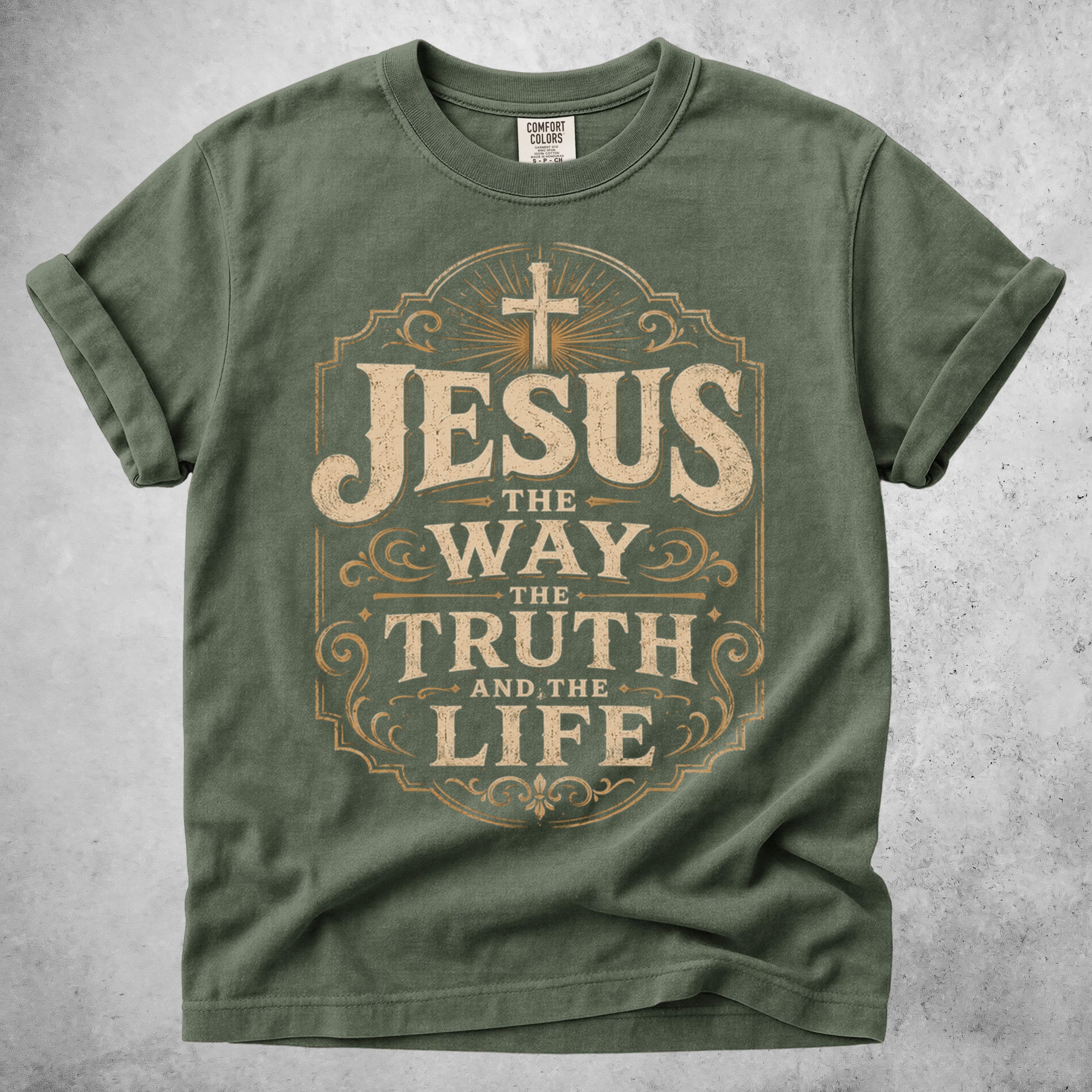 Printify T-Shirt Moss / S Jesus: The Way, The Truth, The Life