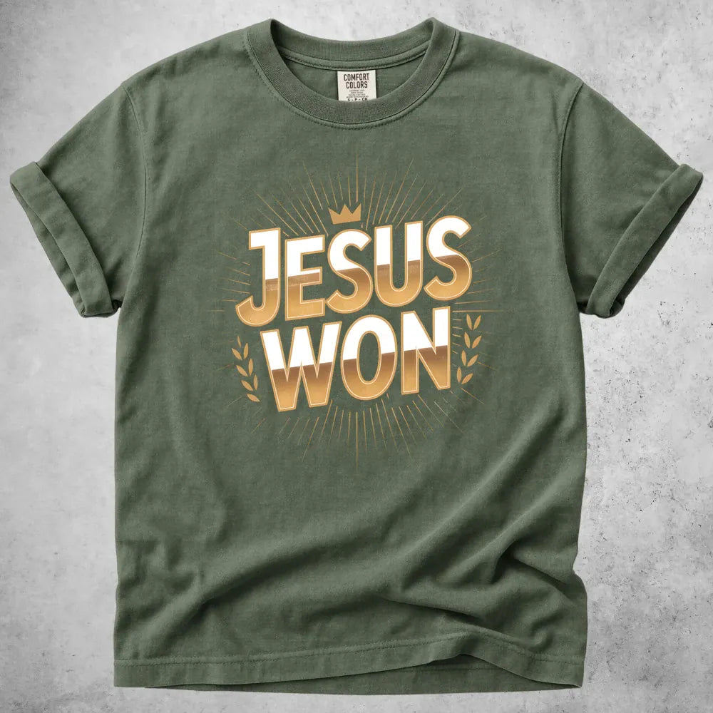 Printify T-Shirt Moss / S Jesus Won T-Shirt