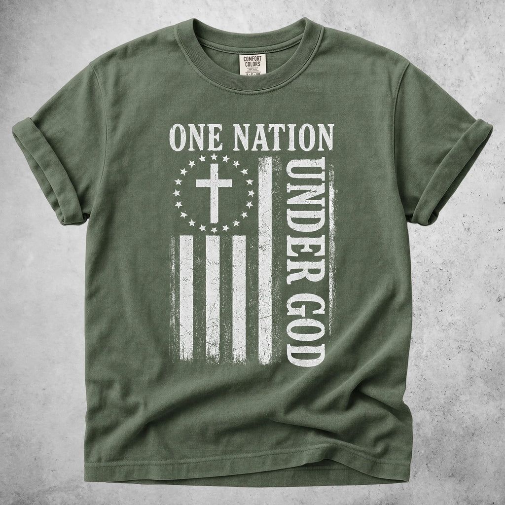 Printify T-Shirt Moss / S ONE NATION UNDER GOD T-Shirt
