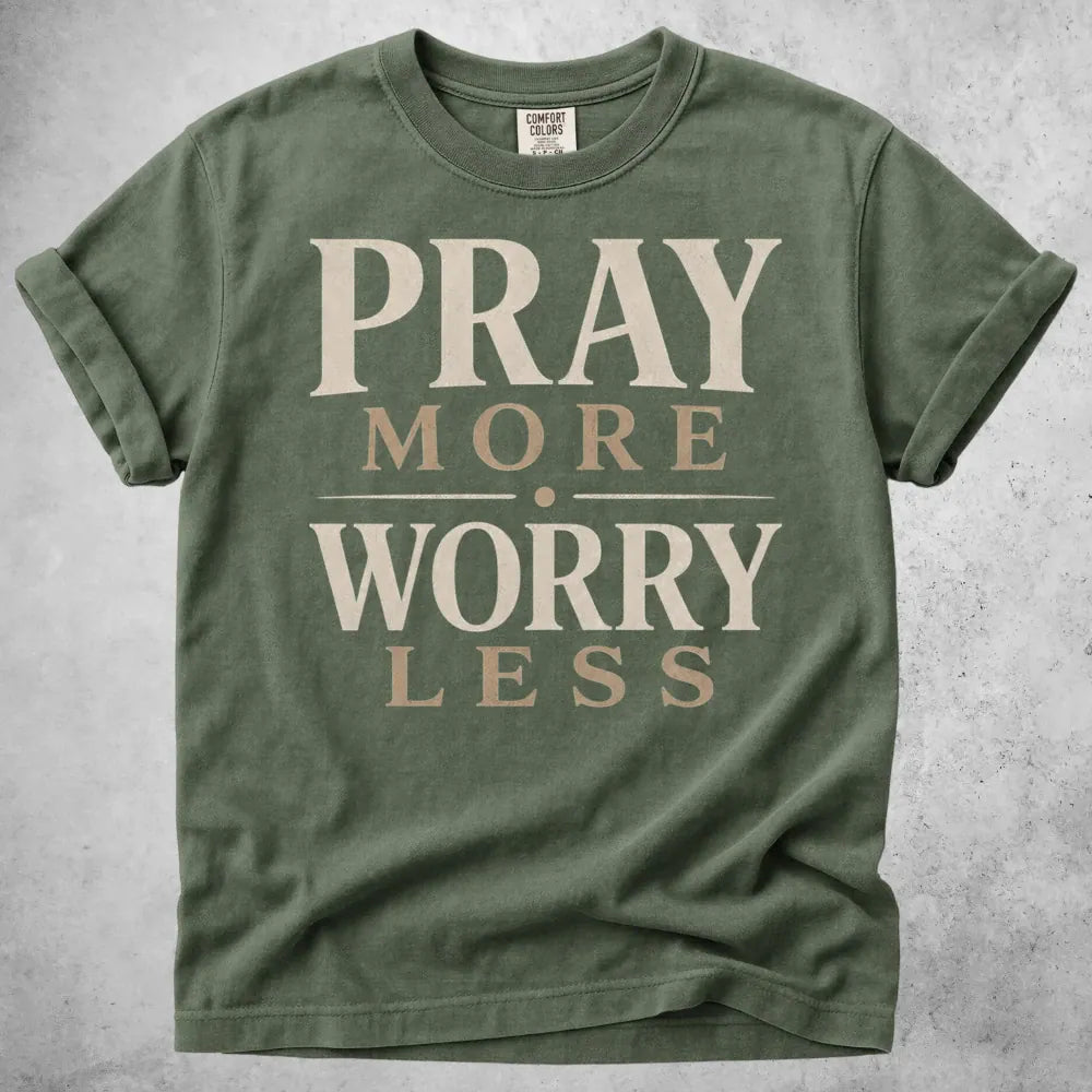 Printify T-Shirt Moss / S Pray More, Worry Less T-Shirt