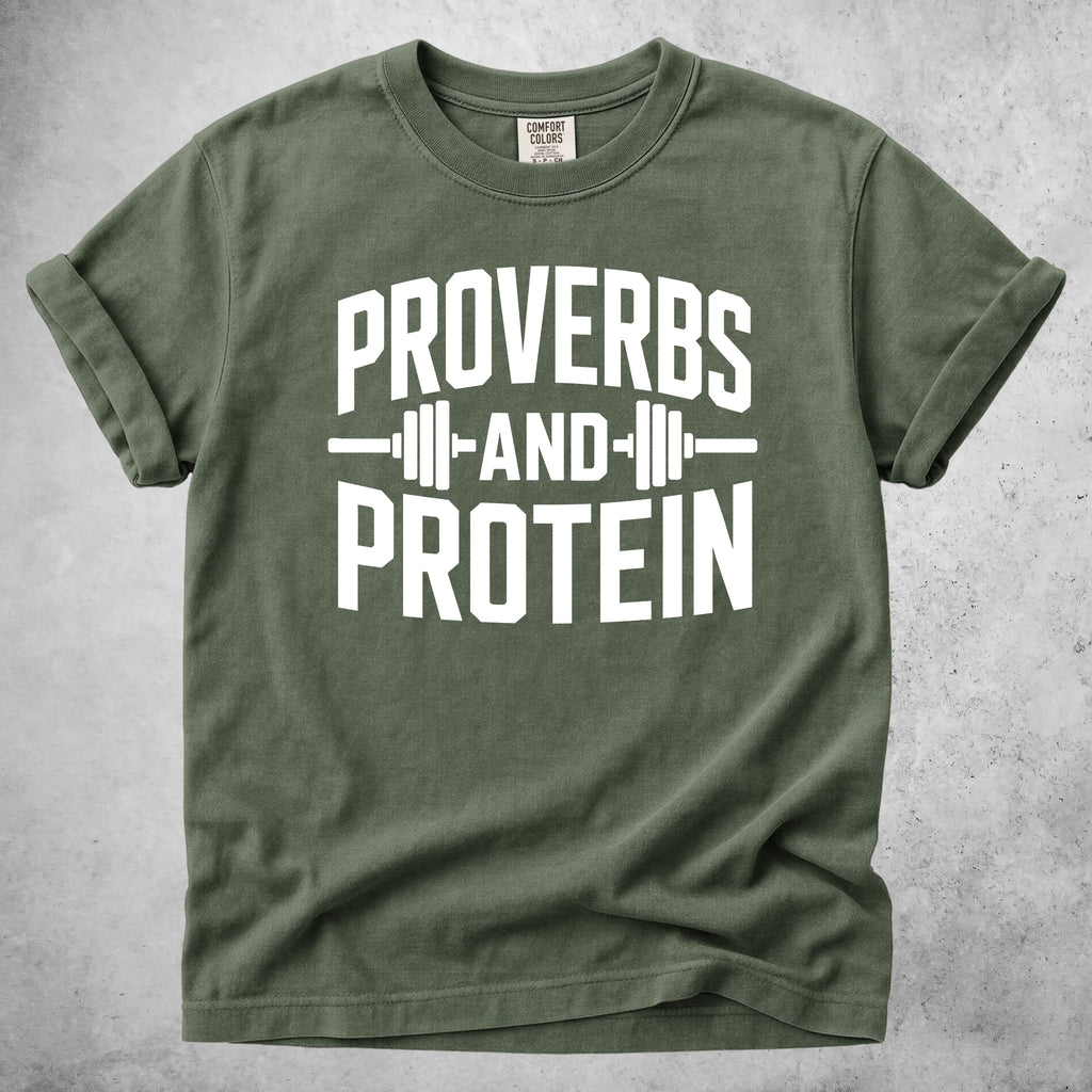 Printify T-Shirt Moss / S Proverbs and Protein T-Shirt