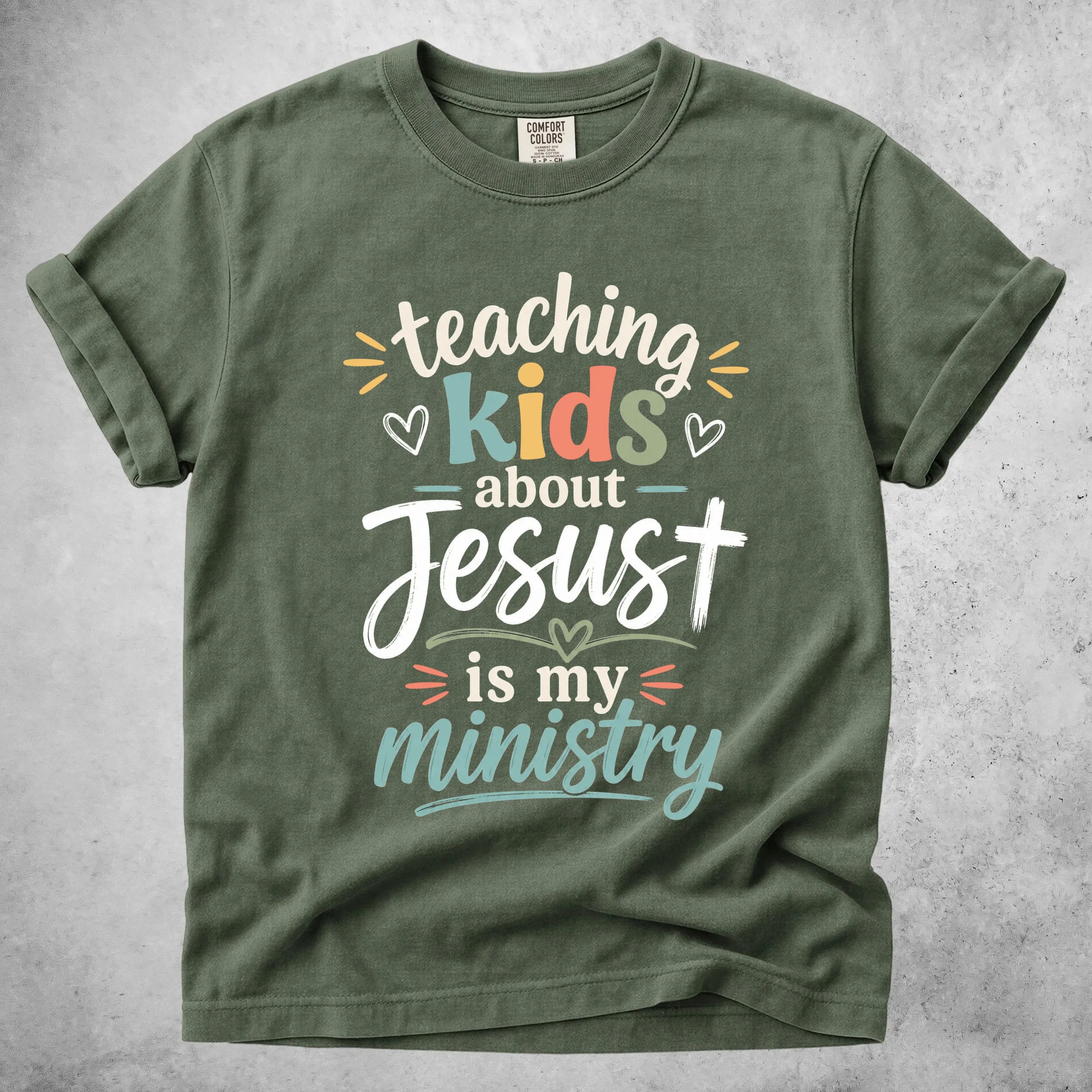 Printify T-Shirt Moss / S Teaching Kids About Jesus is My Ministry