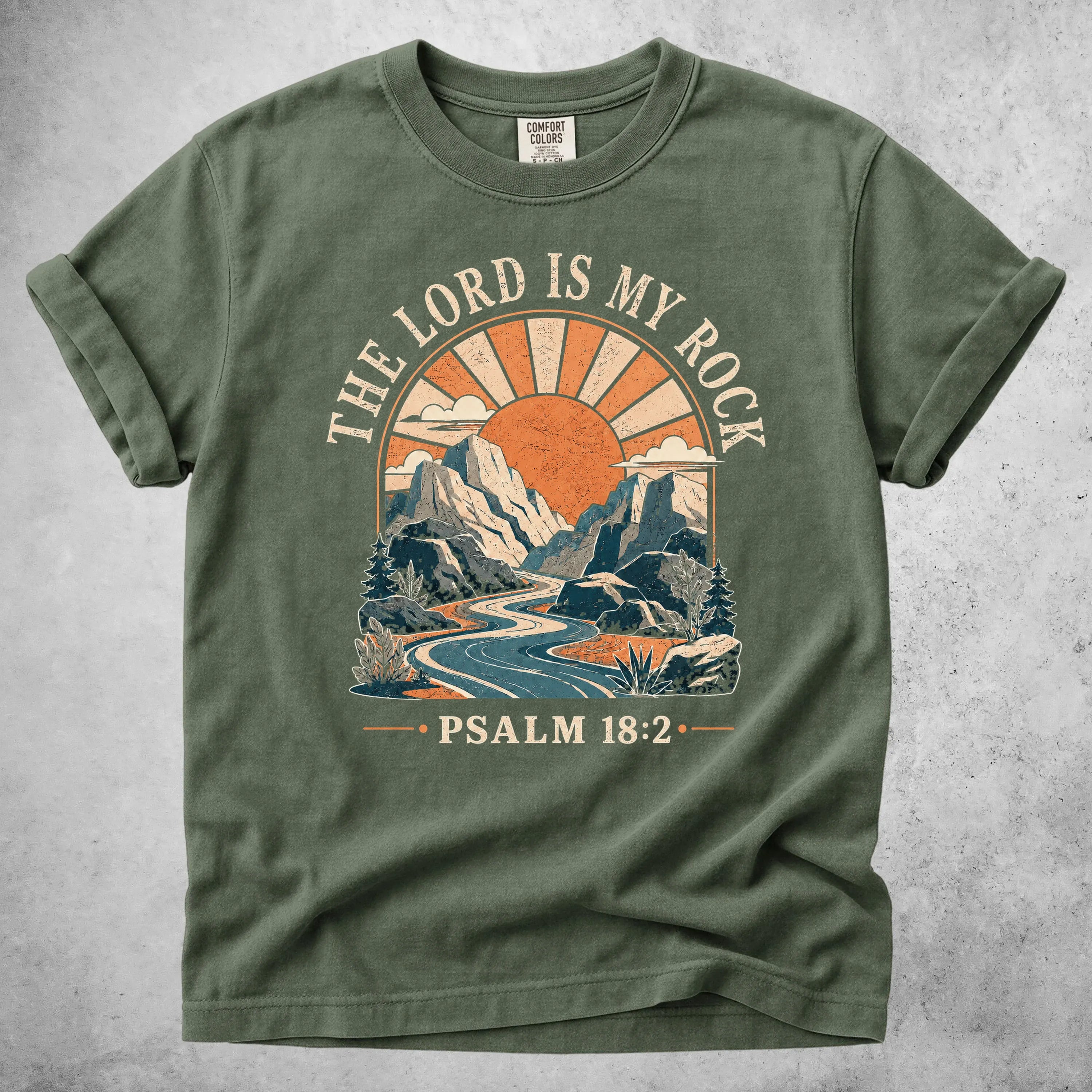 Printify T-Shirt Moss / S THE LORD IS MY ROCK - T-Shirt