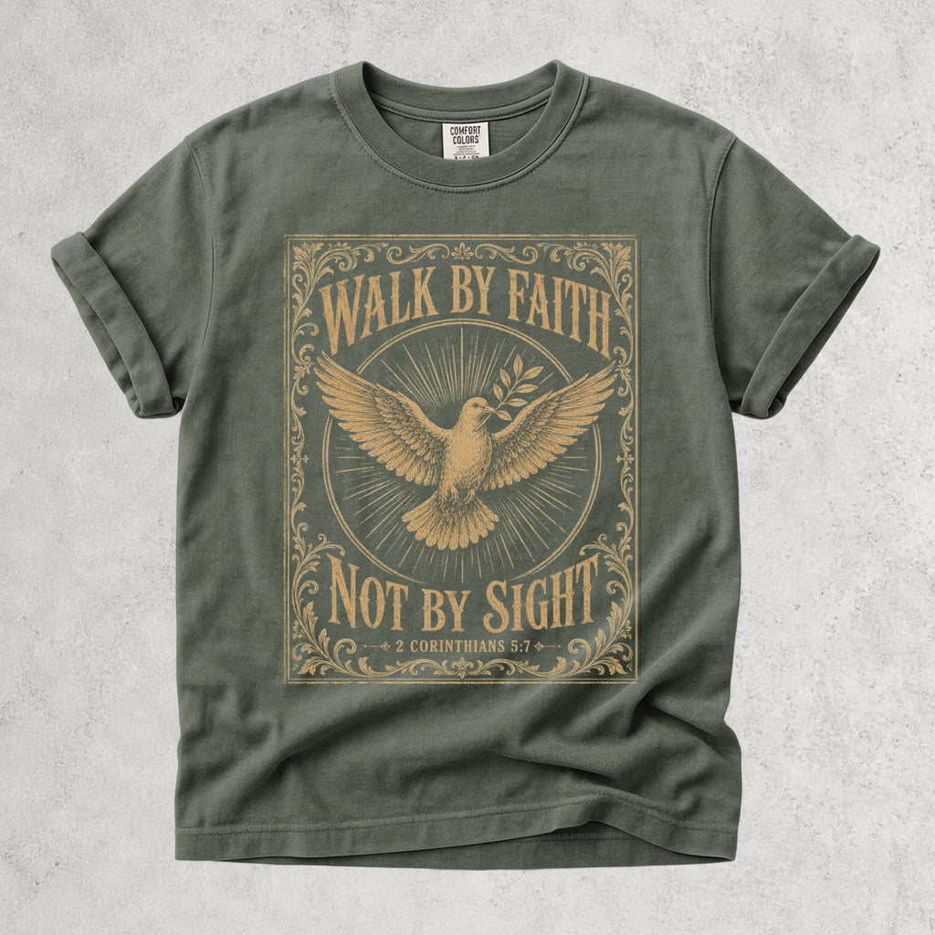 Printify T-Shirt Moss / S Walk By Faith