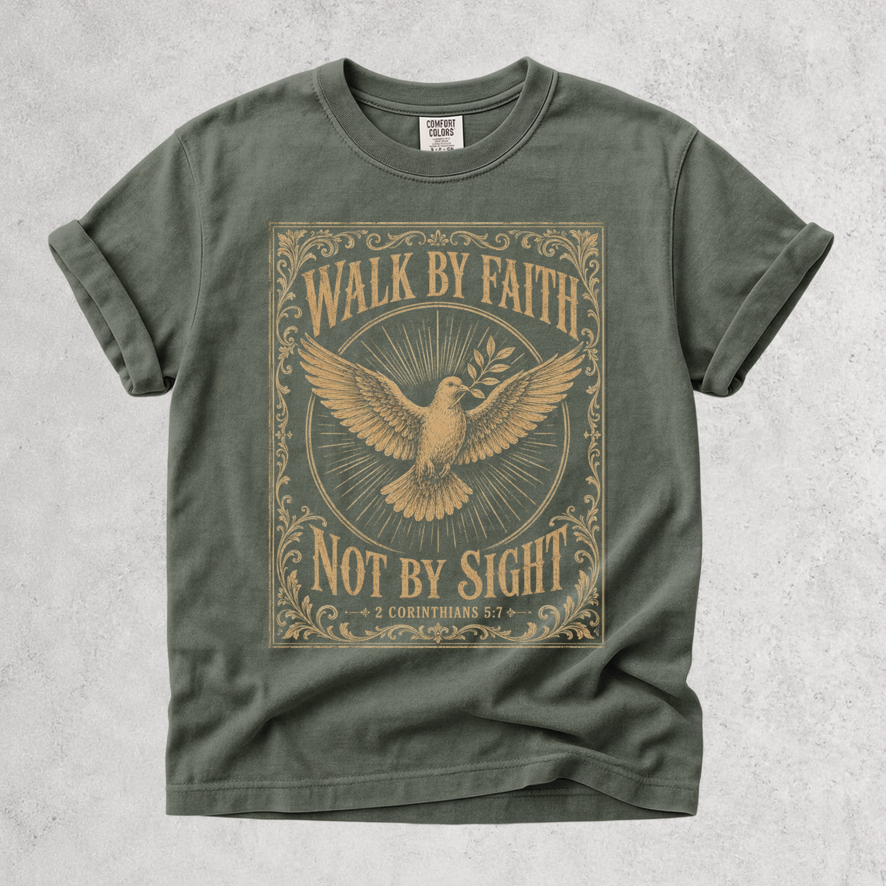 Printify T-Shirt Moss / S Walk By Faith