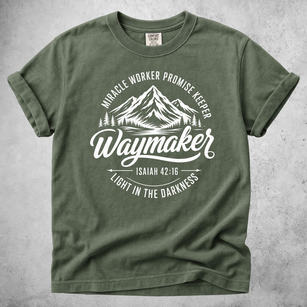 Printify T-Shirt Moss / S Waymaker Isaiah 42:16 Mountain