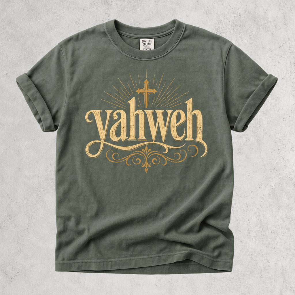 Printify T-Shirt Moss / S Yahweh Script