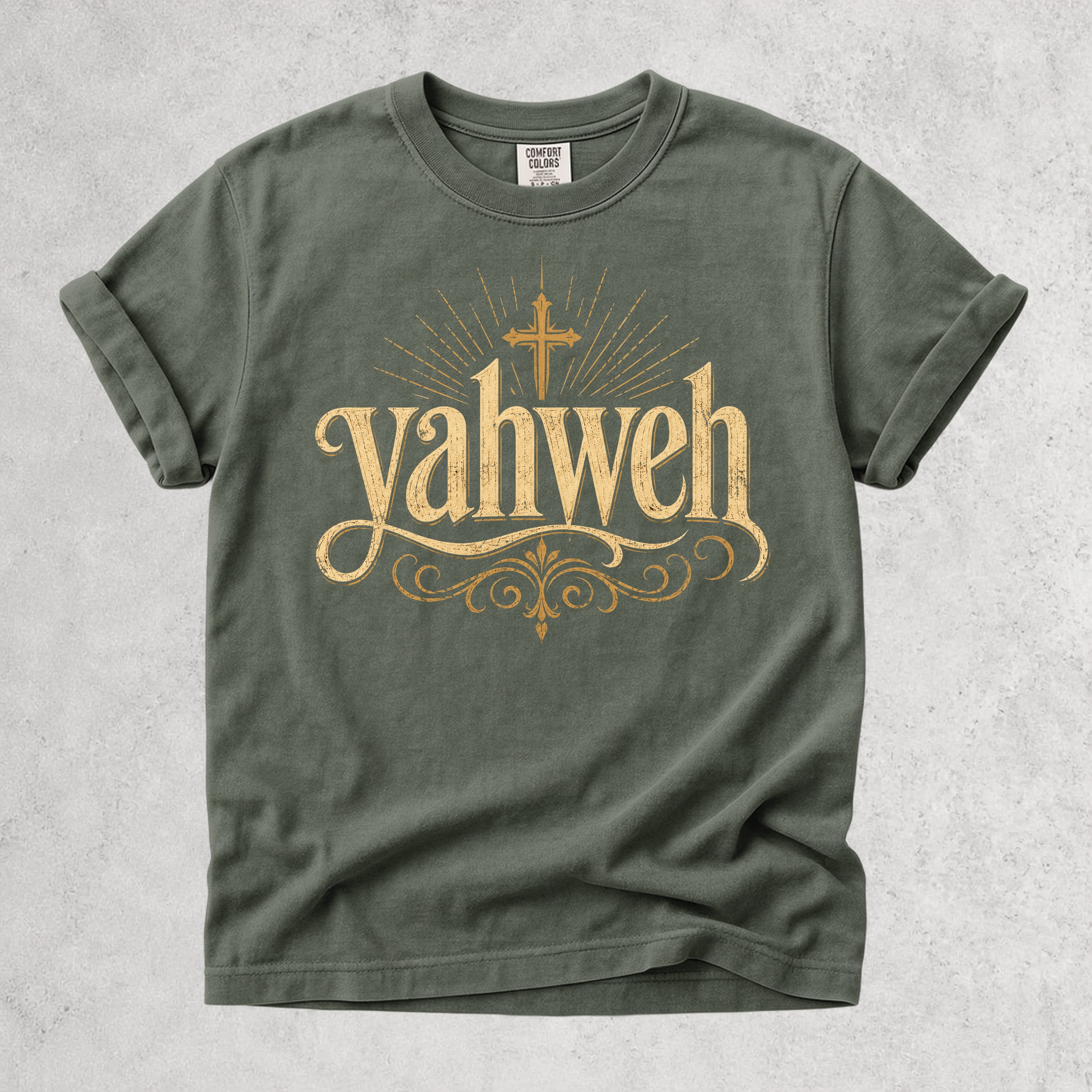 Printify T-Shirt Moss / S Yahweh Script