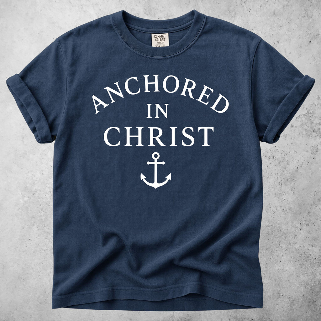 Printify T-Shirt Navy / M Anchored in Christ