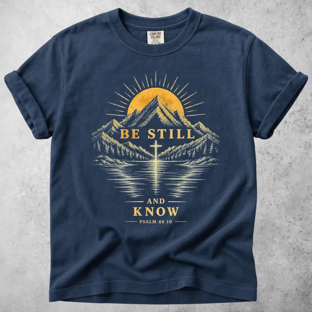 Printify T-Shirt Navy / M Be Still - T-Shirt