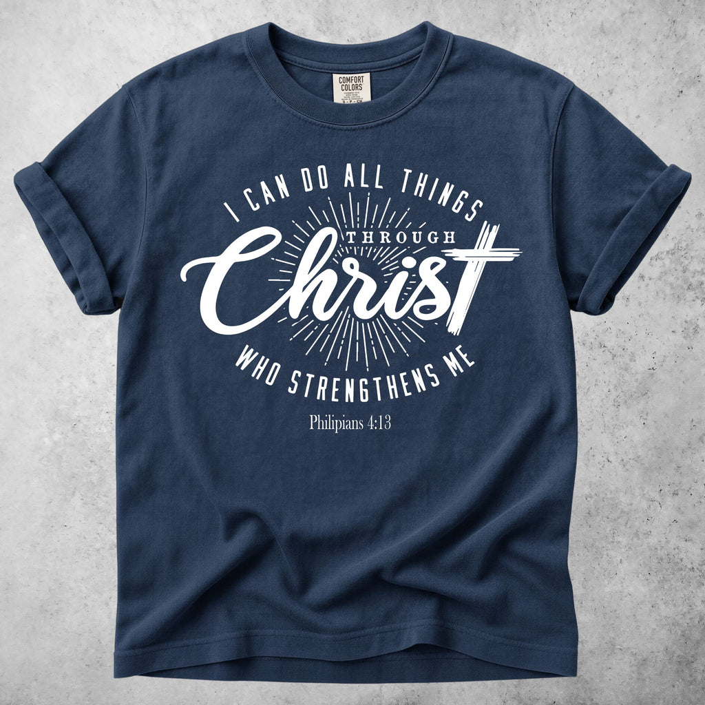 Printify T-Shirt Navy / M I Can Do All Things Through Christ