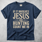 Printify T-Shirt Navy / M Jesus and Hunting T-Shirt