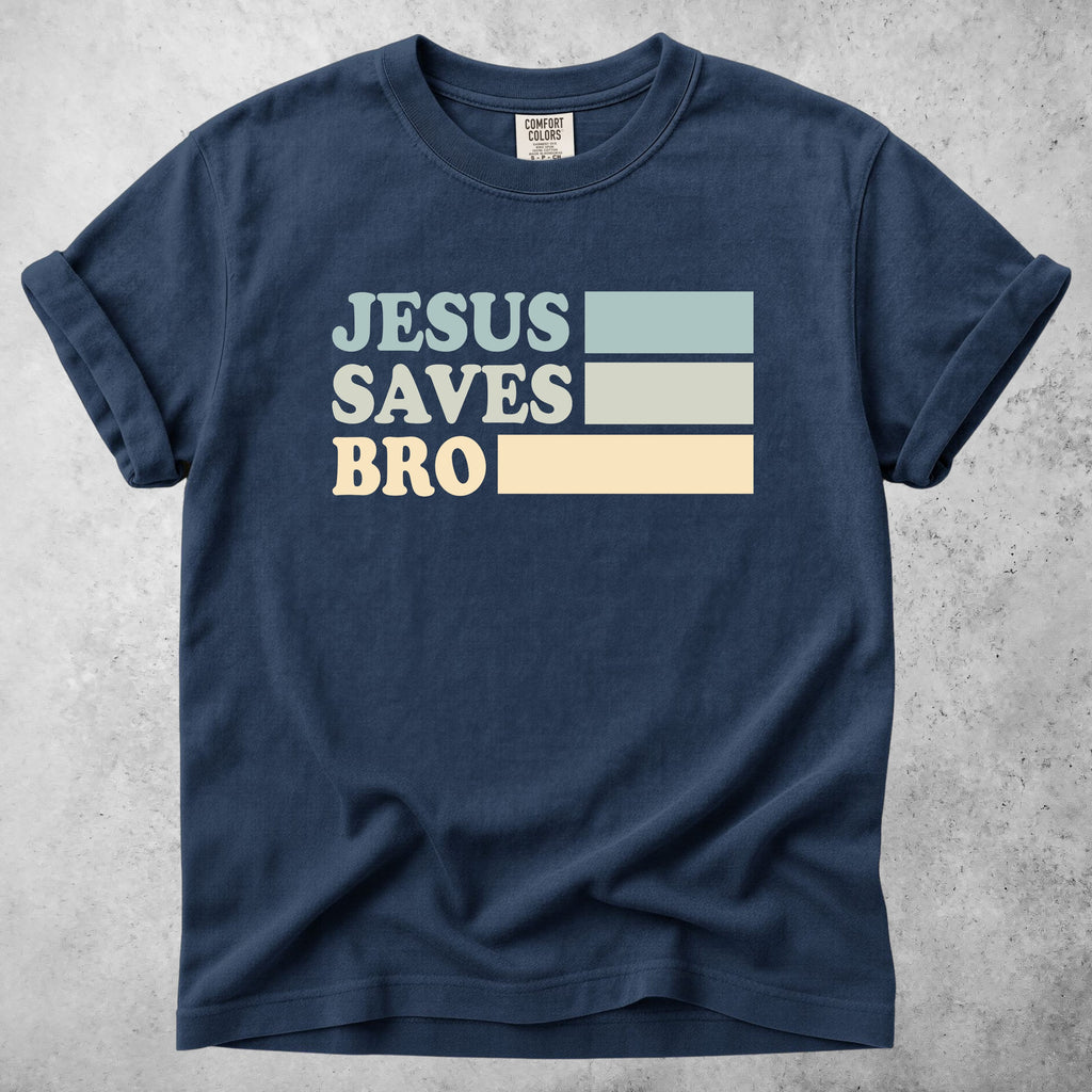 Printify T-Shirt Navy / M Jesus Saves Bro T-Shirt
