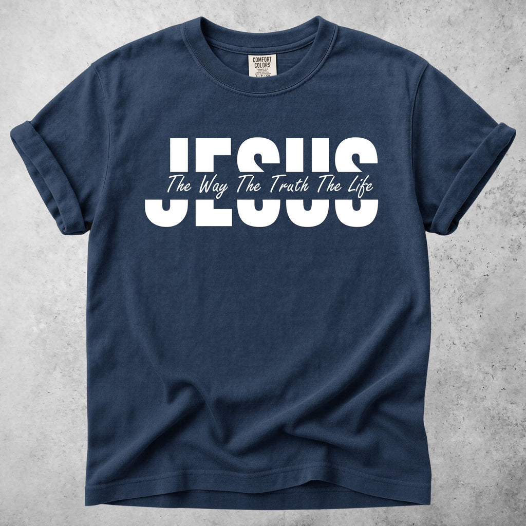 Printify T-Shirt Navy / M Jesus - The Way The Truth The Life
